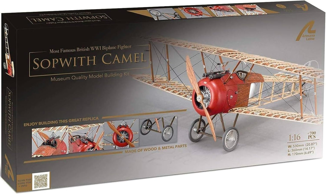 Artesanía Latina - Flugzeugmodell aus Holz und Metall Britische Sopwith Camel - Modell 20351, Massst
