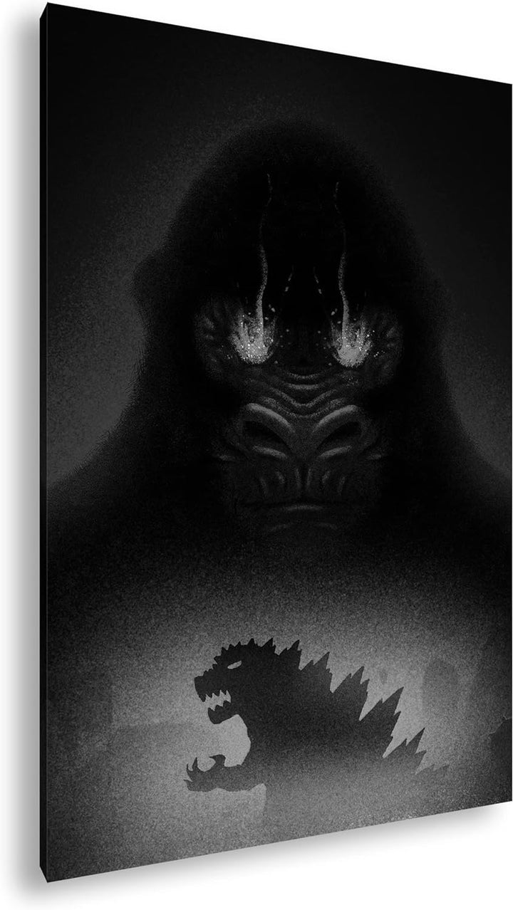 deyoli Gorilla gegen Eidechse Format: 80x60 Effekt: Schwarz&Weiss als Leinwandbild, Motiv fertig ger