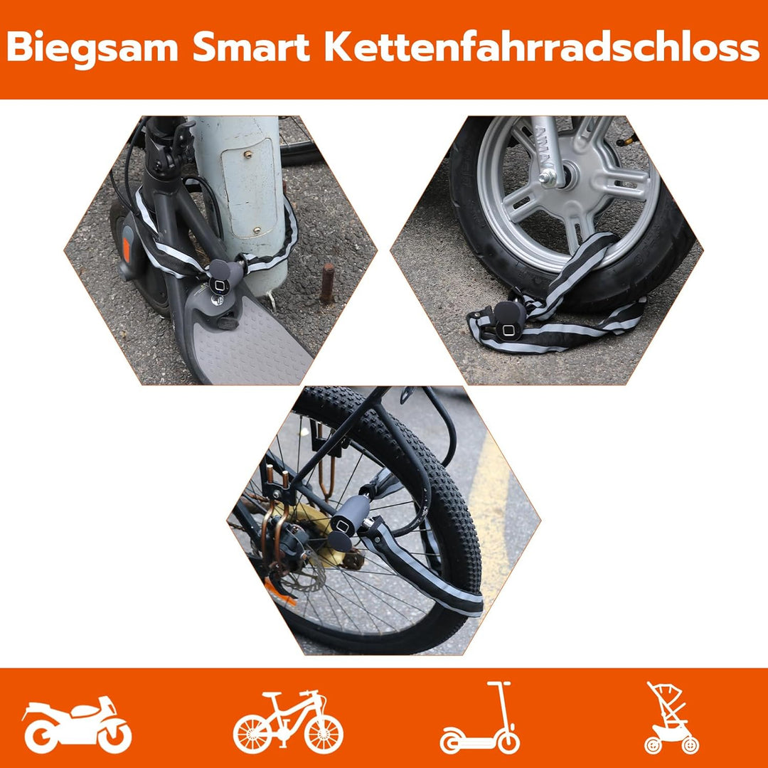 Eseesmart Fingerabdruck Kettenschloss Fahrradschloss Fingerabdruck mit Fingerabdruck Telefon-App 100