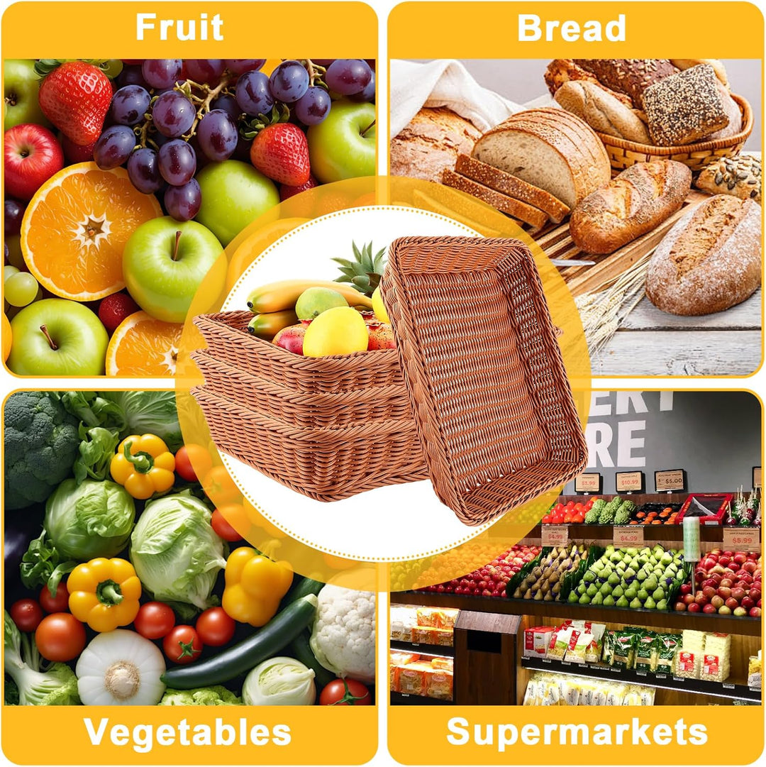 AKOLAFE 4er Set Brötchenkorb Geflochten Brotkorb Stapelbarer Brotkörbchen Modern Brotkörbe Hochwerti