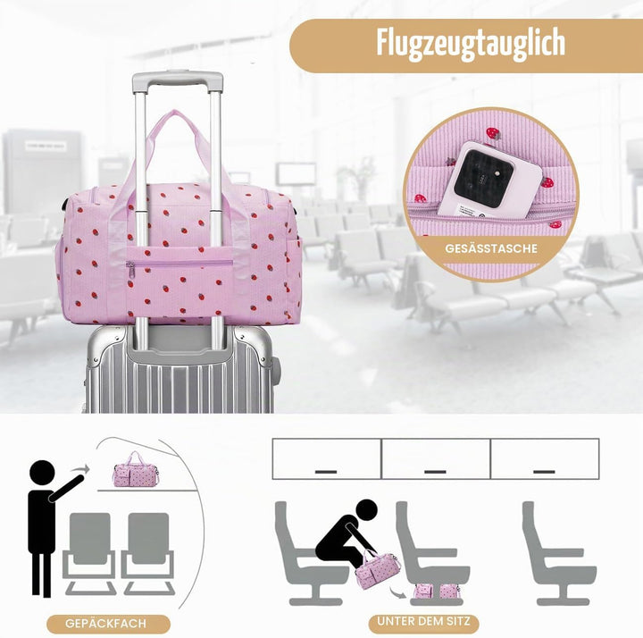 Ghope Sporttasche Reisetasche Mädchen Damen mit Schuhfach und Nassfach, Schwimmtasche Badetasche Tee