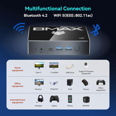 BAMX Mini Pc N100 (4C/4T, bis 3.4GHz) 16GB DDR4 RAM 512 GB SSD B4Plus Win-11 Pro Mini Desktop Comput