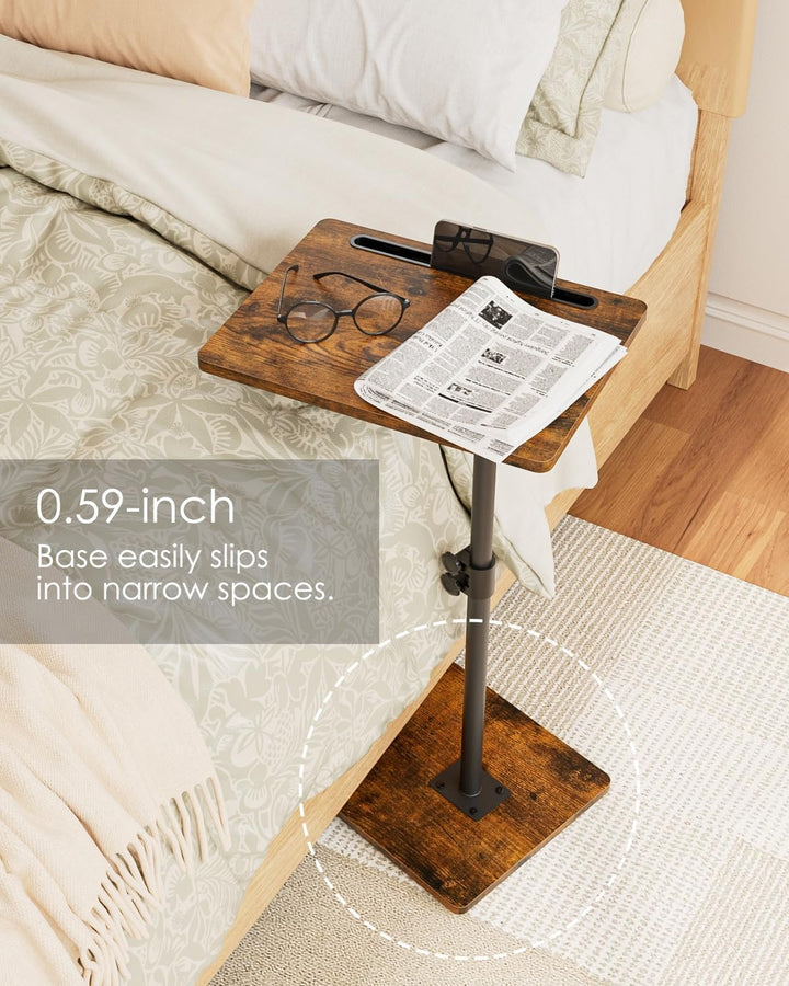 HEYZOEY Beistelltisch, C-Form Höhenverstellbar Sofatisch, 360°Rotierend Couchtisch Klein,40x30x(45-8