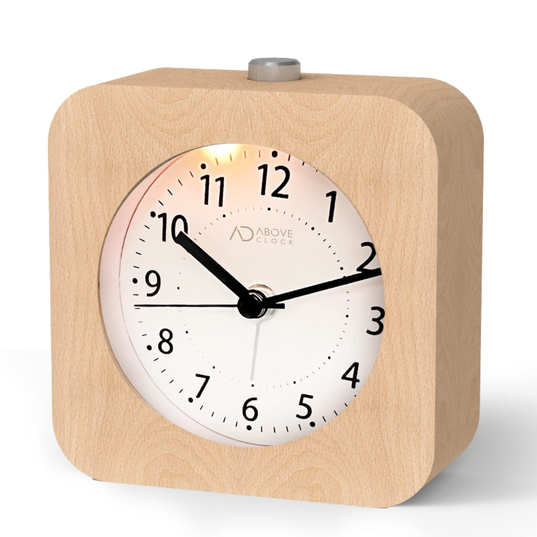 aboveClock Wecker Analog Ohne Ticken, Wecker Holz mit Snooze, Wecker Batteriebetriebe, Retro Wecker
