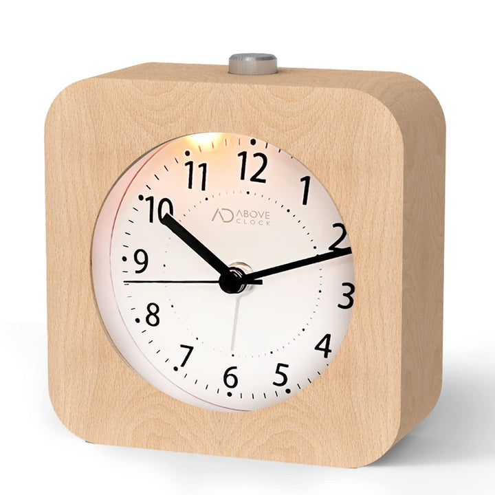 aboveClock Wecker Analog Ohne Ticken, Wecker Holz mit Snooze, Wecker Batteriebetriebe, Retro Wecker