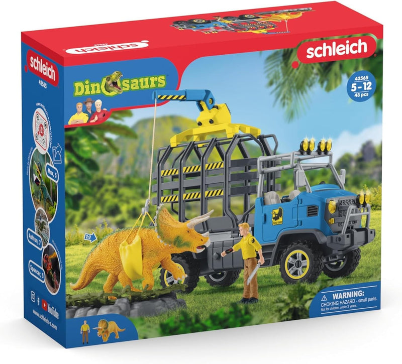 schleich 42565 Dinosaurier Truck Mission, für Kinder ab 5-12 Jahren, DINOSAURS - Spielset