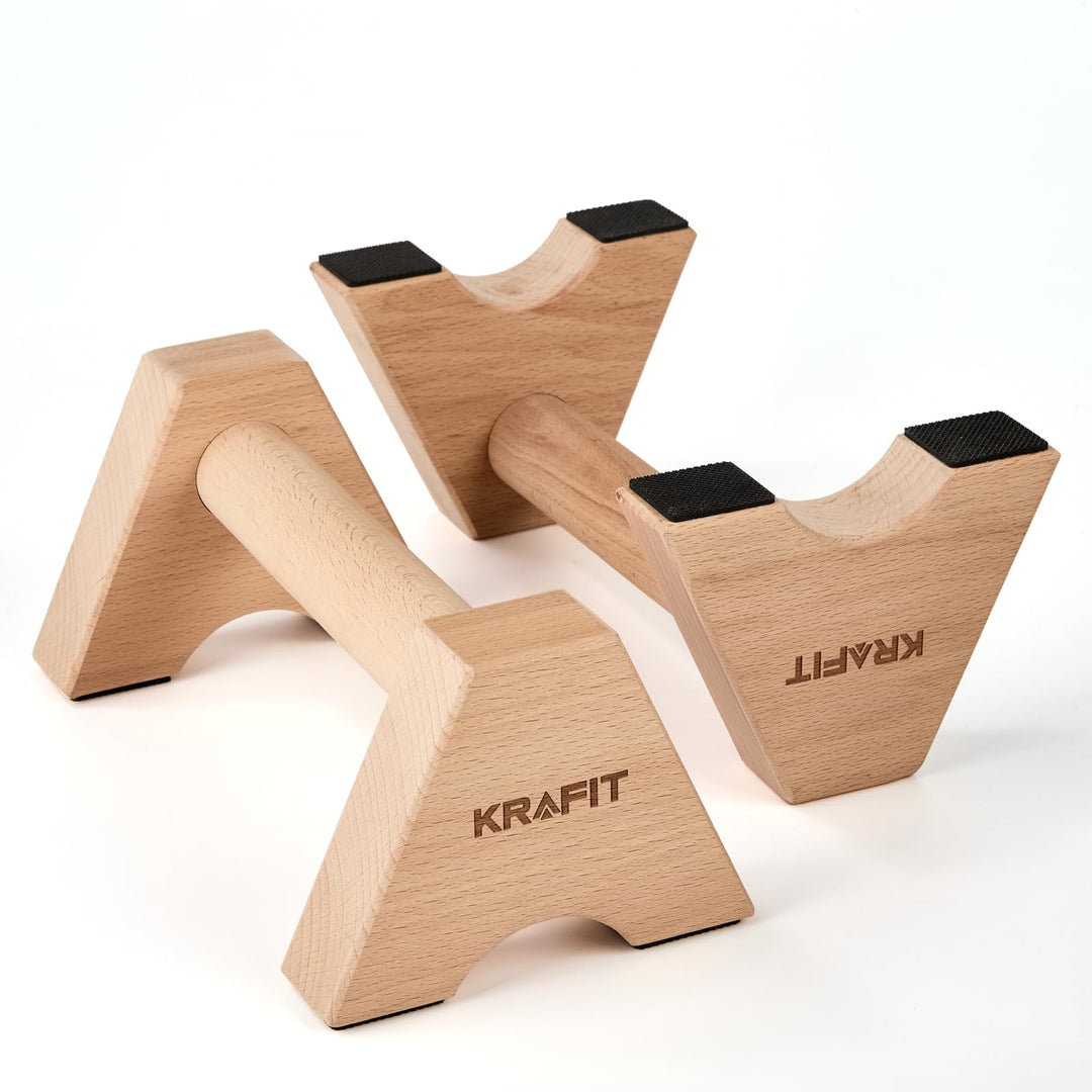 Liegestützgriffe – 2x rutschfeste & gelenkschonende Holz Push Up Bars - Calisthenics Equipment für H
