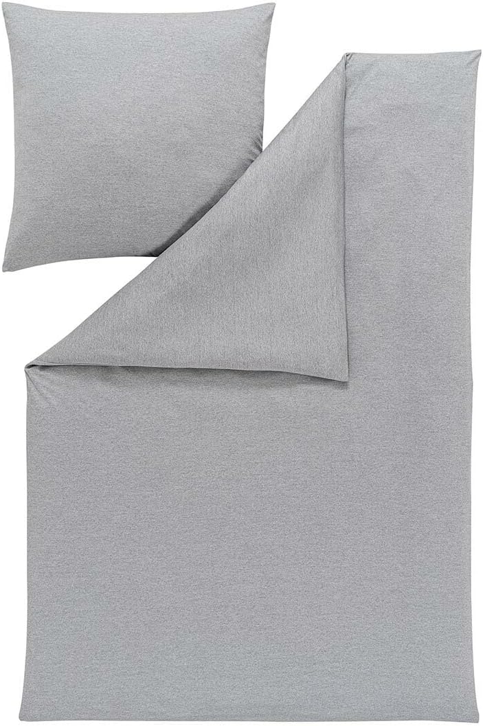 ESTELLA Mako Interlock Jersey Bettwäsche Uni Takoma grau, 160x210 cm + 65x100 cm Grau 160x210 cm + 6