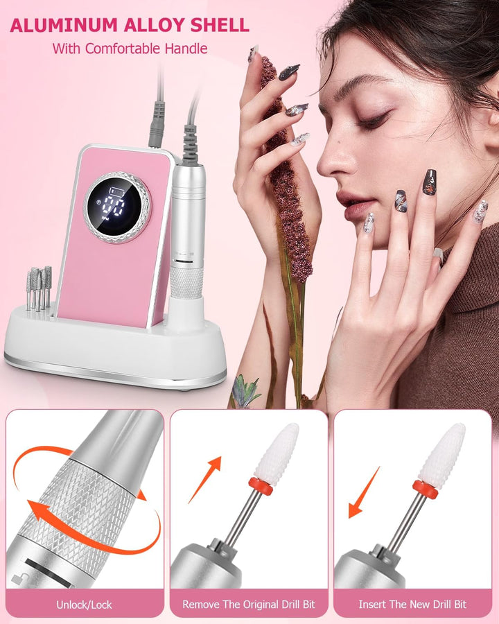 Nagelfräser 50000U/Min Elektrische Nagelfeile Wiederaufladbare,Professionelle Nagelfräser für Gelnäg