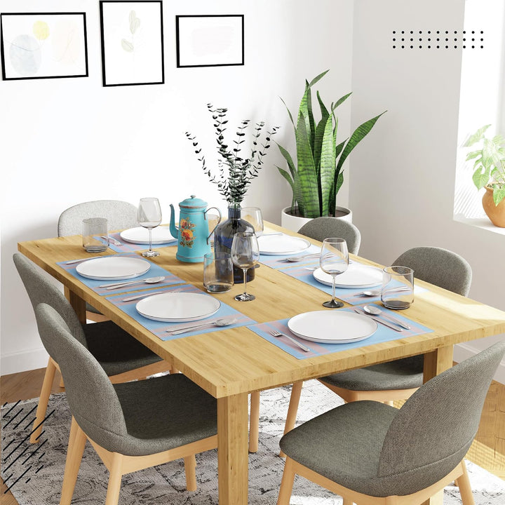 Encasa XO Platzsets Esstisch Set von 6 | Leiter blau | Fein gerippte Baumwoll-Tischunterlage | Gröss
