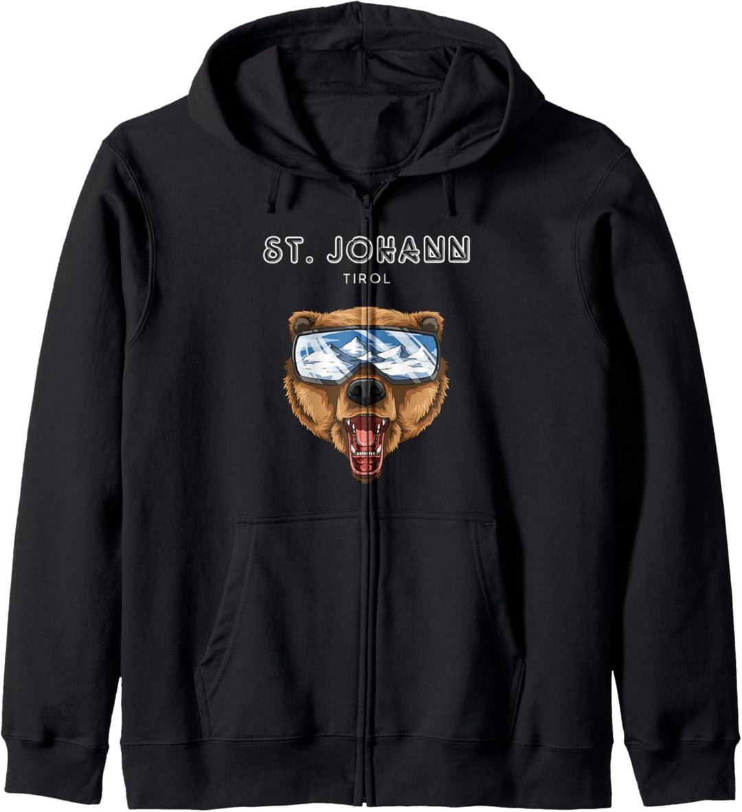 St Johann Tirol Österreich Retro Ski Grizzly Bär Kapuzenjacke