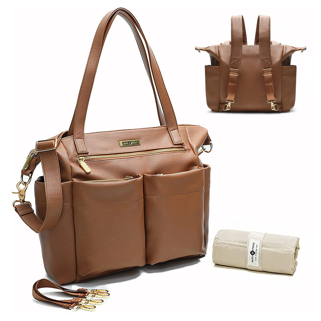 MISS FONG Wickelrucksack Wickeltasche Kinderwagen Baby Rucksack Kliniktasche Geburt Mit Wickelunterl