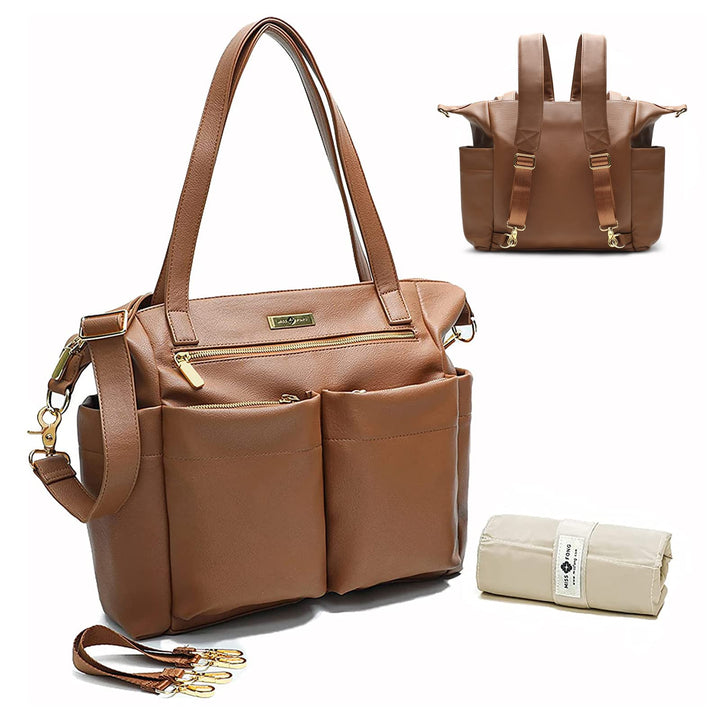 MISS FONG Wickelrucksack Wickeltasche Kinderwagen Baby Rucksack Kliniktasche Geburt Mit Wickelunterl