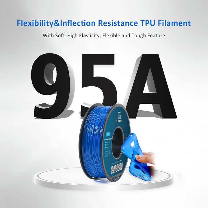 GEEETECH TPU filament 1,75mm Blau, Flexible 3D Drucker Filament 1kg 1 Spool Blau-1KG, Blau-1KG