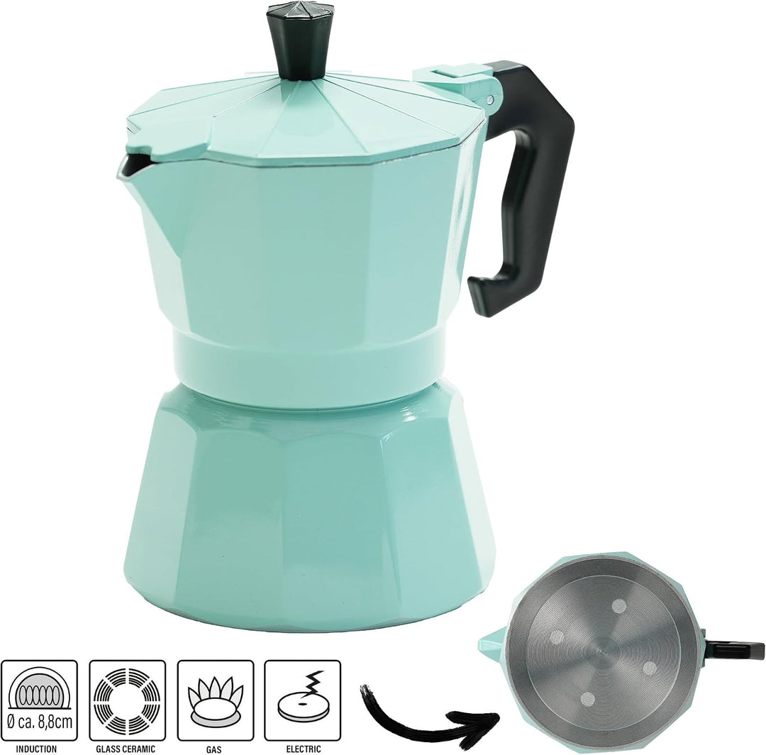 STONELINE Espressokocher Induktion aus Aluguss 170 ml, 4 Tassen, für alle Herdarten, Italienischer K