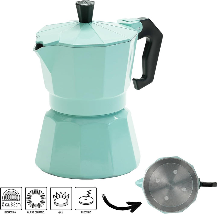 STONELINE Espressokocher Induktion aus Aluguss 170 ml, 4 Tassen, für alle Herdarten, Italienischer K