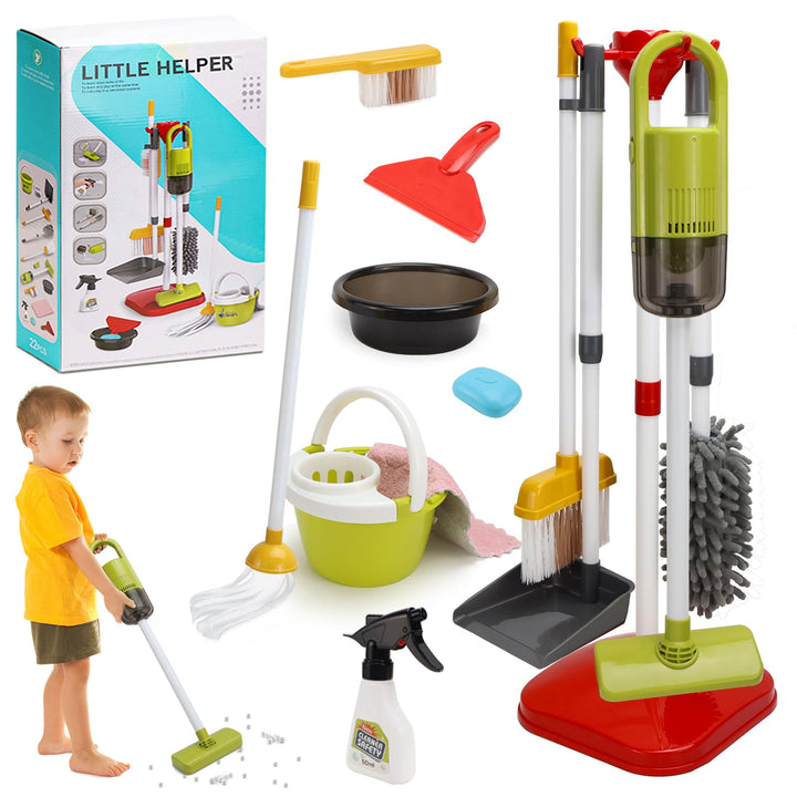 14 PCS Putzset für Kinder, Kinderstaubsauger, Kinderbesen Set Ab 2 Jahre, Putzset für Kinder Mit Sau