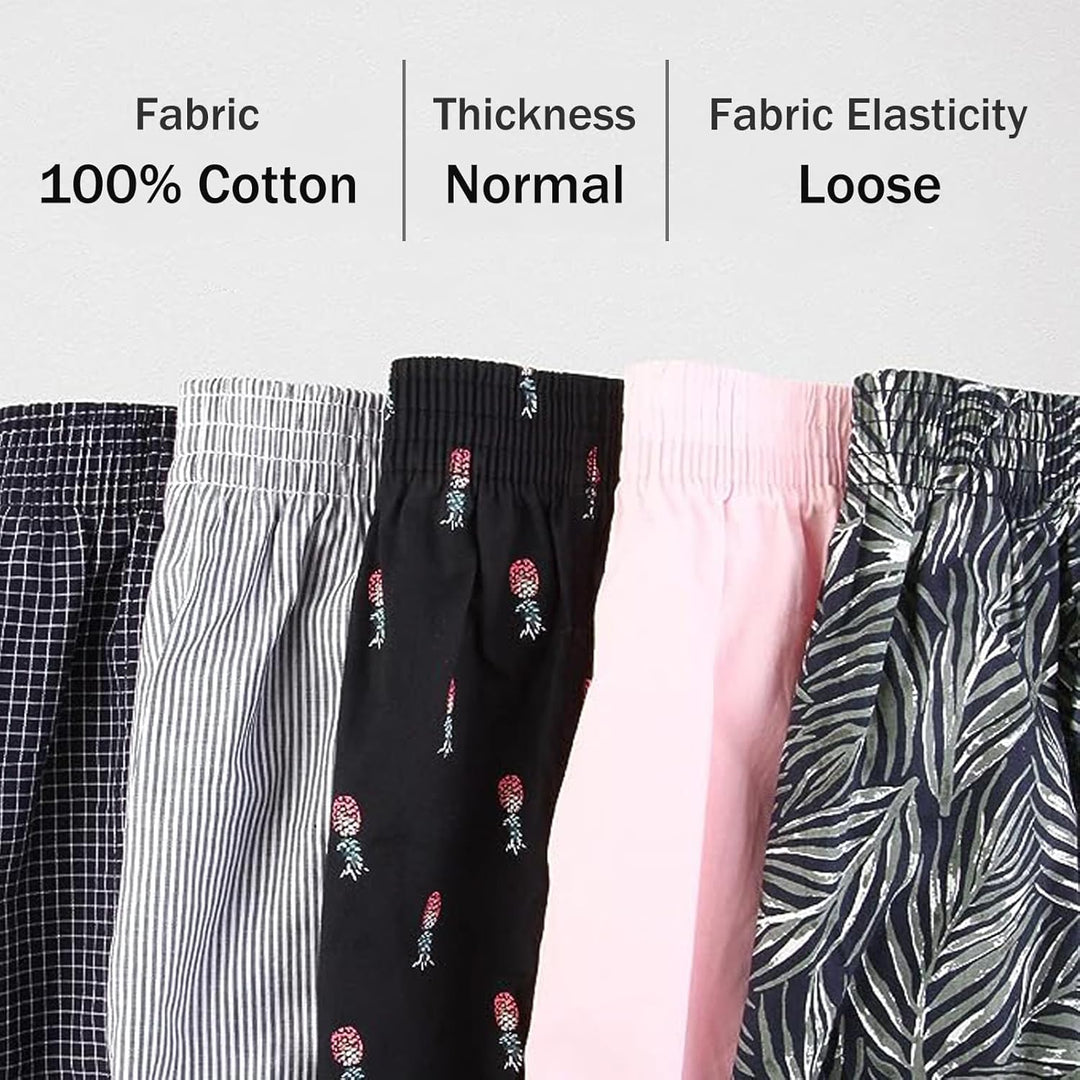 5Mayi Mens Boxers Shorts Multipack Woven Mens Underwear Pack Cotton Plaid Men's Boxers S A: Rosa 5er
