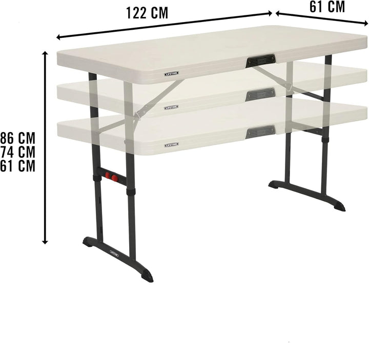 Lifetime Kunststoff Klapptisch &amp; Campingtisch | 122x61x86 cm | Gartentisch &amp; Falttisch Weiss, Commer