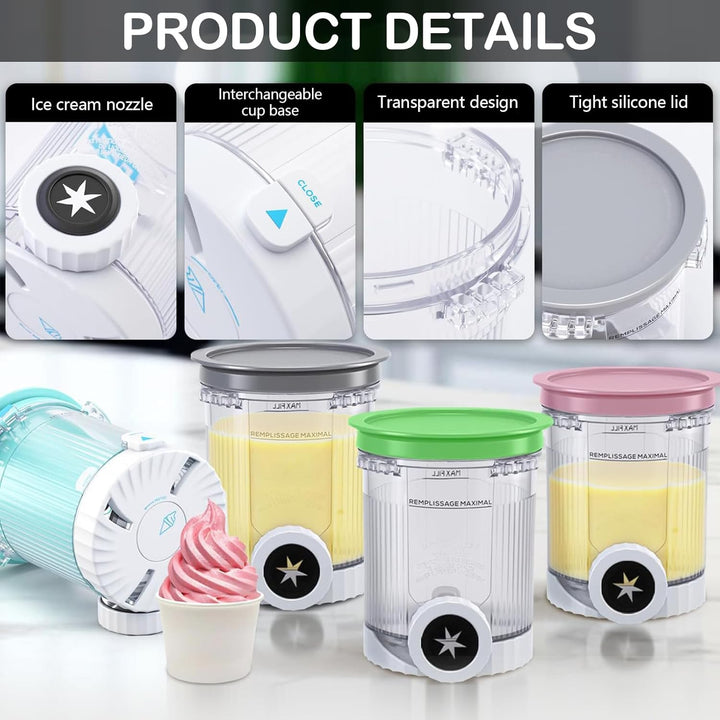 Creami Behälter für Ninja Swirl Creami NC700 NC701EU Serie, 4 Stück Eiscreme Behälte 480ML BPA-Frei