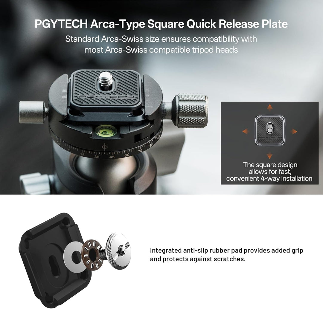 PGYTECH Arca-Swiss V2 Schnellwechselplatte &amp; Klemme, mit 1/4"- bis 3/8"-Schraubgewinde für Sony/Niko