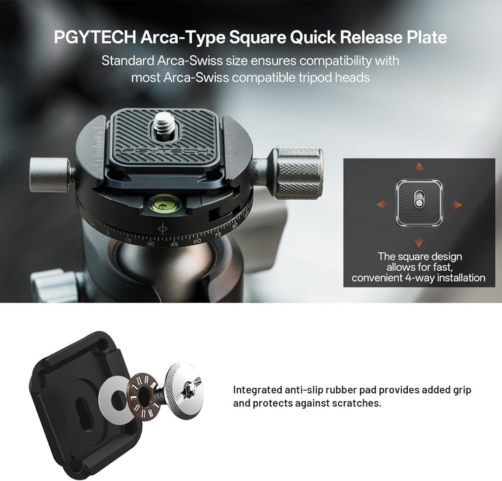 PGYTECH Arca-Swiss V2 Schnellwechselplatte &amp; Klemme, mit 1/4"- bis 3/8"-Schraubgewinde für Sony/Niko