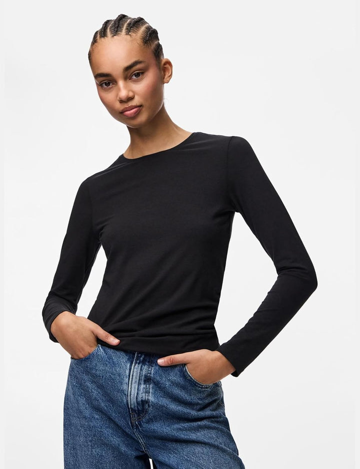 PIECES PCSIRENE LS Tee NOOS S Schwarz, S Schwarz