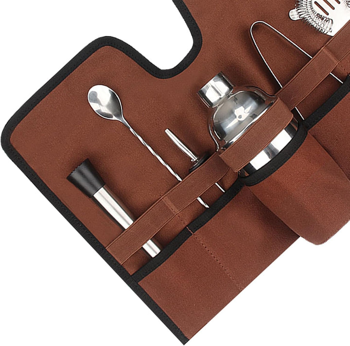 Buachois Barkeeper Werkzeugset Tasche Cocktail Set Tragetasche Faltbare Segeltuch Rolltasche mit Gur