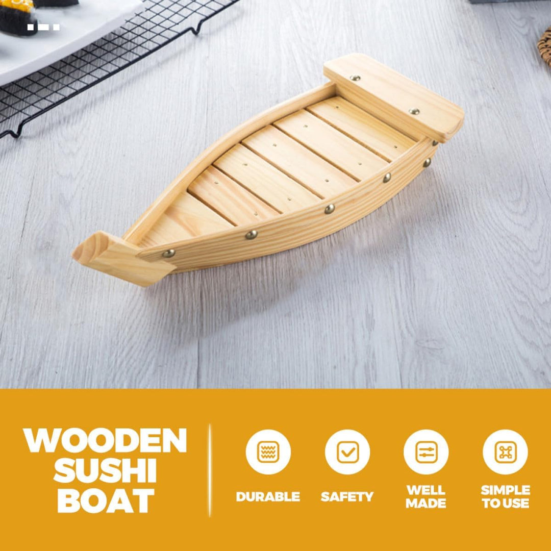 TOPPERFUN Holz Sushi Boot Sashimi Servierplatte Kreatives Schiff design für Restaurant Hotel Familie