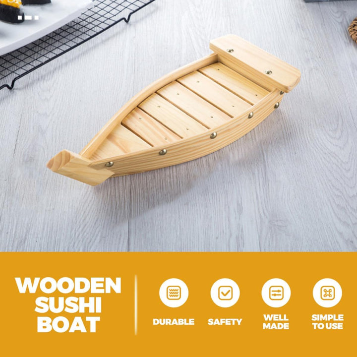 TOPPERFUN Holz Sushi Boot Sashimi Servierplatte Kreatives Schiff design für Restaurant Hotel Familie