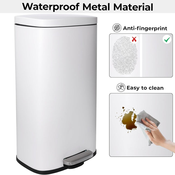 LIFERUN Mülleimer Küche 30l, Abfalleimer mit Deckel, Softclose Treteimer aus Stahl, mit Inneneimer f
