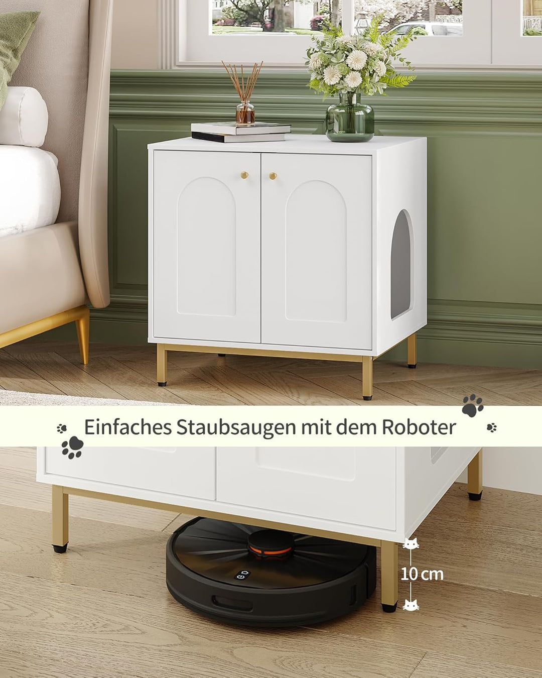 Hzuaneri Katzenschrank, Katzentoilette, Katzenklo Schrank, Katzenhaus mit Tür, Hölzerner Beistelltis