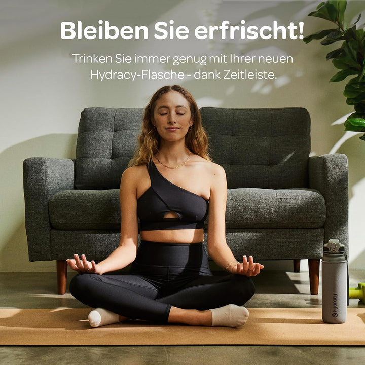 Hydracy Motivations Wasserflasche mit Zeitmarkierung &amp; Strohhalmdeckel 1L | BPA-frei, auslaufsicher,