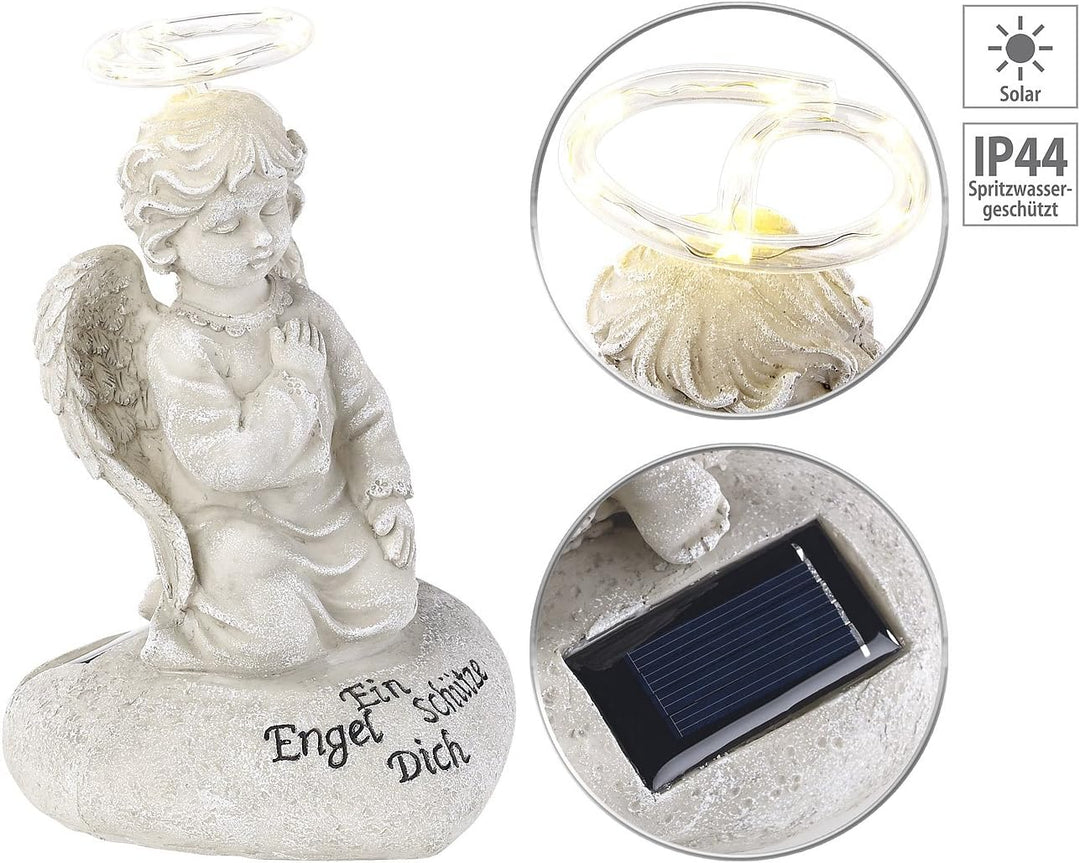 Lunartec Solarengel: Schutzengel-Figur mit Solar-LED-Licht, 7 LEDs, 20 cm, IP44 (Engel mit Licht für
