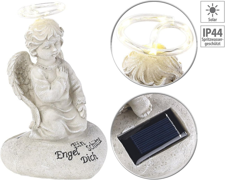 Lunartec Solarengel: Schutzengel-Figur mit Solar-LED-Licht, 7 LEDs, 20 cm, IP44 (Engel mit Licht für