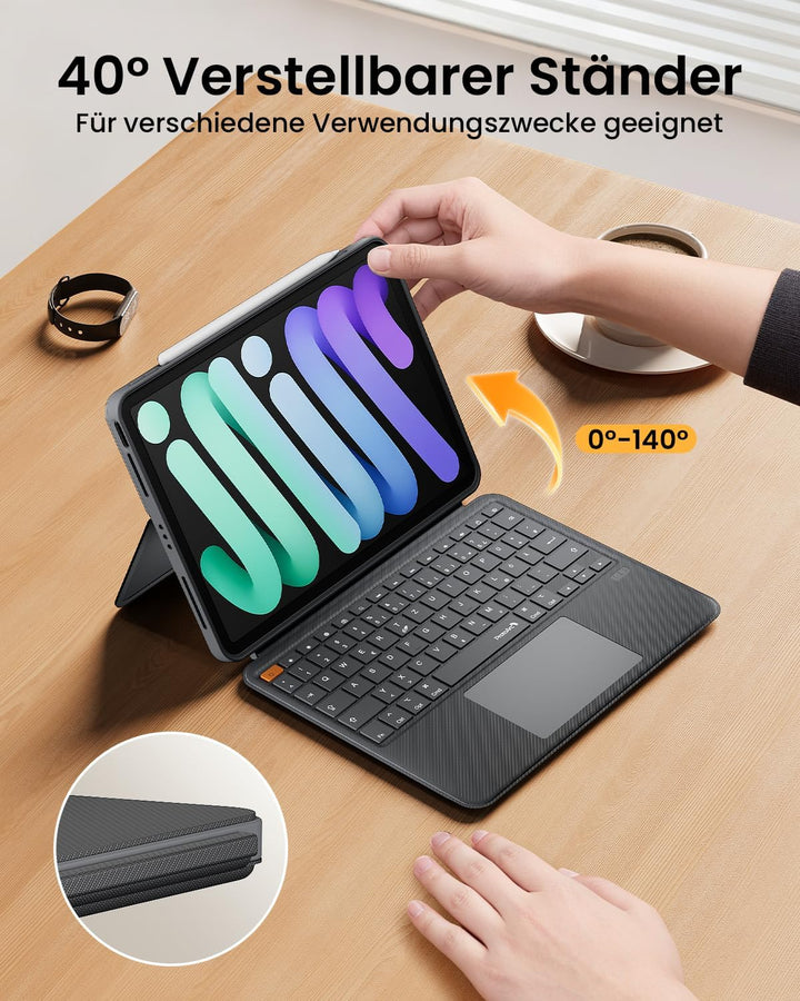 ProtoArc TK500 Hülle mit Tastatur für iPad Air 11" M3 2025/M2 2024, Magnetisch Abnehmbar iPad Tastat