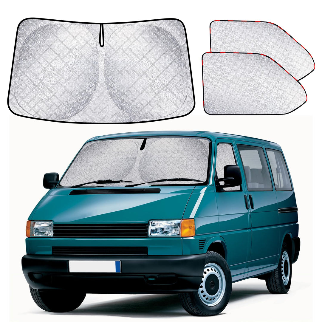 ZATOOTO Sonnenschutz Auto Frontscheibe Innen passend für VW T4, 3PCS Thermomatte Fahrerhaus, Auto So