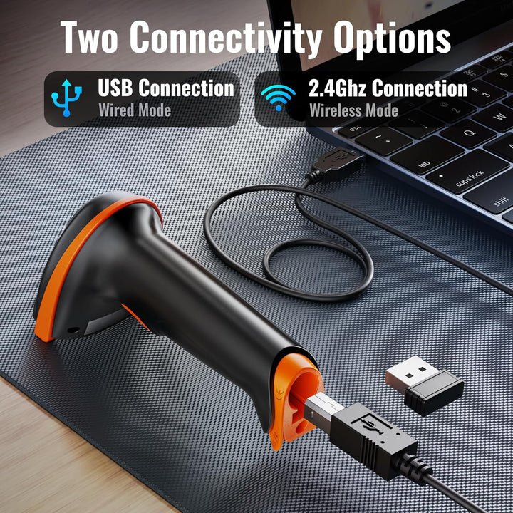 Tera Barcode Scanner 1D 2D QR Wireless Kabellos 2,4 GHz + Wired USB 2,0 Kabelgebunden Handscanner Ba