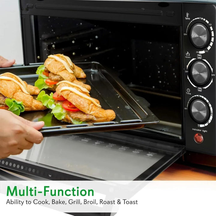 Mini Backofen, Mini Backofen 22L mit Backblech und Grillrost, Pizzaofen 800W, 250 °C, Timer 0-60 Min