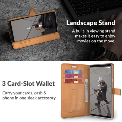Snakehive Galaxy Note9 Hülle Leder | Stylische Handyhülle mit Kartenhalter & Standfuss | Handyhülle
