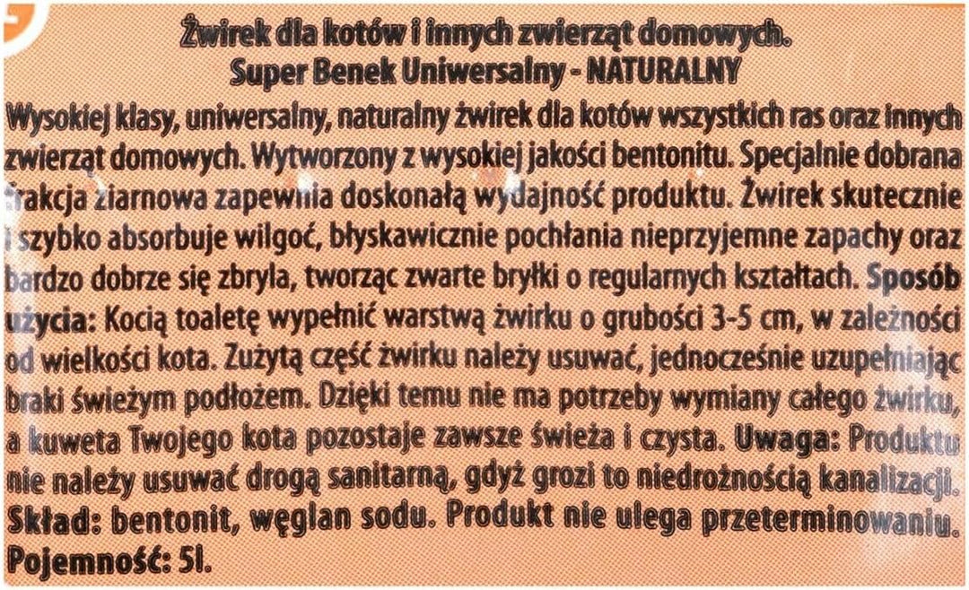 30L SUPER BENEK UNIVERSELL NATÜRLICH Katzenstreu Klumpstreu Einstreu