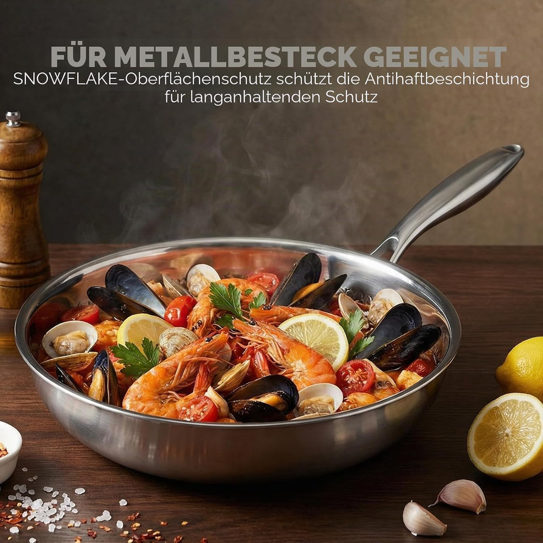 Titan Bratpfanne mit Spatel, Antihaft Gehämmerter Wok Titanpfanne-Nutrition zum Kochen, vielseitige