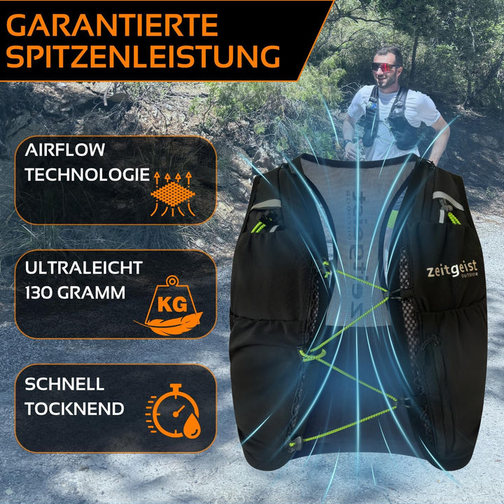 Laufweste Damen und Herren Urban fit 2L optimale Passform atmungsaktiv ultraleichter Laufrucksack 13