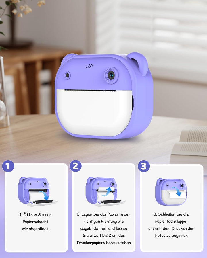 Sofortbildkamera Kinder, 1080P Dual-Linse Kinderkamera Sofortbildkamera, 2" Bildschirm Digitalkamera