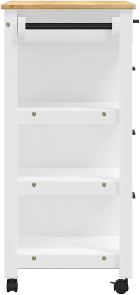 vidaXL Küchenwagen Monza 84x40x88,5 cm Massivholz Kiefer Weiss, Weiss