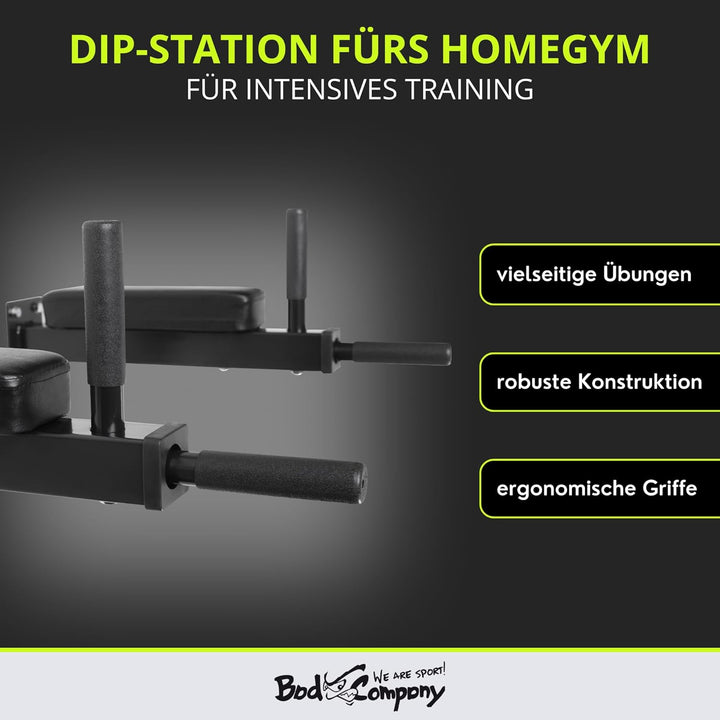 Bad Company Dip-Station zur Wandmontage I Dips-Barren zur Anbringung an der Wand für das Homegym I P