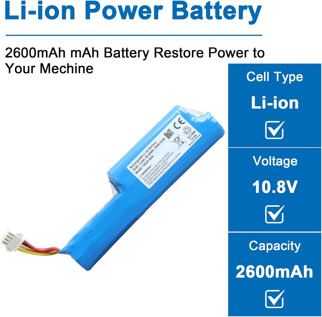 2600mAh Li-Ion Akku Kompatibel mit Vileda VR 102, VR One, VR 201 PetPro, VR 303, Ersetzt 0769-03, 18