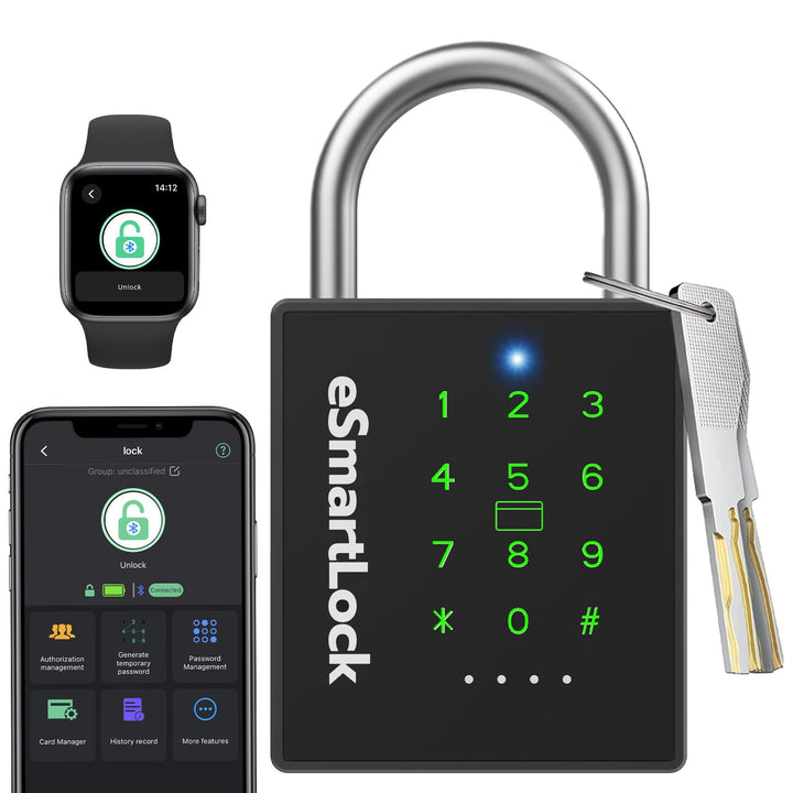 Zahlenschloss Vorhängeschloss mit Zahlencode Schlüssel NFC RFID eLinkSmart wetterfest Schwerlast Kom