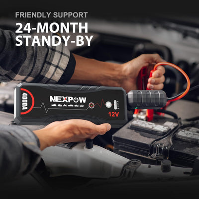 NEXPOW Starthilfe Powerbank, 4000A Spitzstrom Tragbare Auto Starthilfe 12V für Alle Benzin und 10.0L