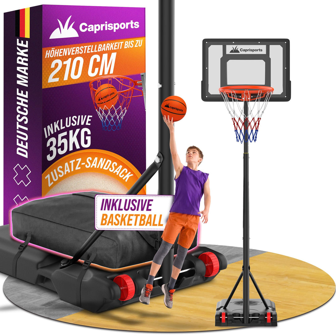 Basketballkorb Outdoor [mit Sandsack & Ball] – Basketball Korb höhenverstellbar – Wetterfester Baske